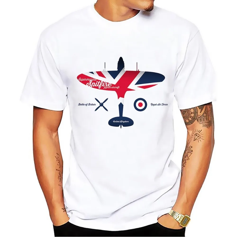 Bitka o Britániu Supermarine Spitfire battleplan t shirt mužov 2018 nová biela bežné tričko homme sublimačná tlač tee tričko