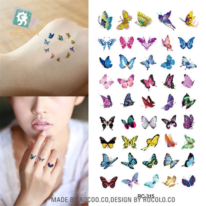 Body Art nepremokavé dočasné tetovanie pre ženy Krásne 3d butterfly design, malé arm tattoo nálepky wholesales RC2315