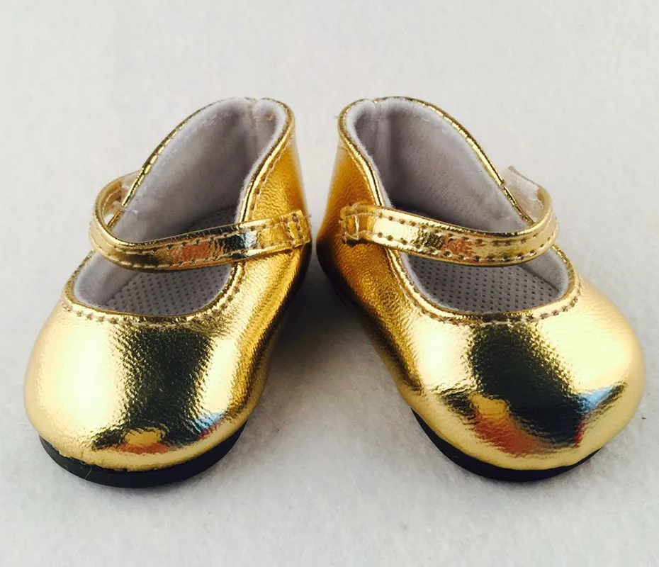 Bábika topánky ,Zlaté kožené bábika topánky pre 18