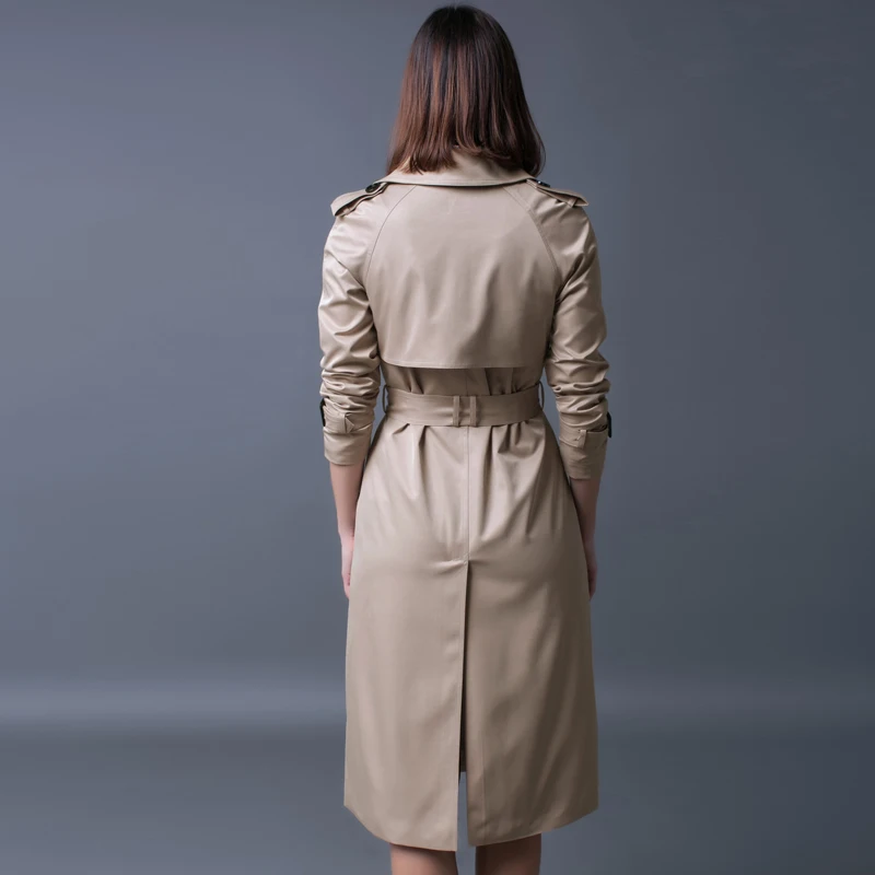 CHAOJUE 4XL NOVÝ Singel svojim Zákopy Srsti Britské Dámy Voľné Extra dlhé Béžová Kabát Pre Ženy Príčinné Štýlové Čierne Pea Coat