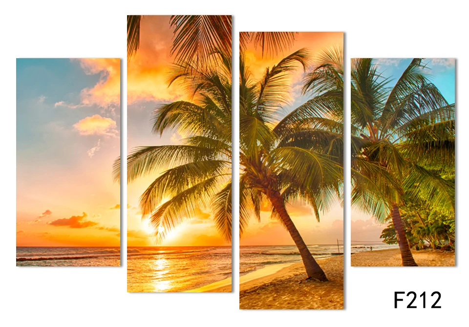 CLSTROSE 4 Kus Slnka Seascape Coco Beach Moderných Domov Wall Art HD Obraz na Plátne Tlač Maľovanie Na Obývacia Izba Dekor bez rámu