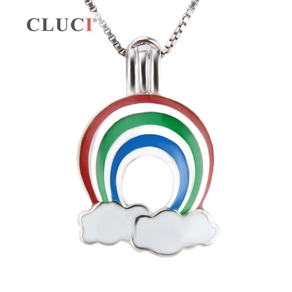 CLUCI 3ks Kúzlo dúhy mraky kreslené, Takže prívesok lockets, 925 Sterling Silver klietky prívesky DIY náramok náhrdelník