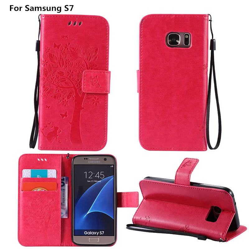 Coque Pre Samsung S7 G9300 Luxusné Plastický Kožené Peňaženky Flip Cover Obal Pre Samsung Galaxy S 7 G930 Emboss Smartphone Shell