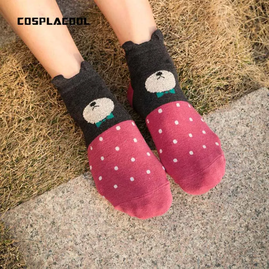 [COSPLACOOL]Ponožky Ženy Chaussette Femme Tvorivé Panda Vzor Znaku Roztomilý Meias Harajuku Zábavné Bavlna Sokken