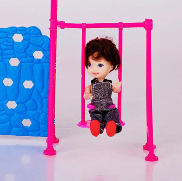 Doll House Plastové Bábiky Zábavný Park List Swing Príslušenstvo pre Bábiku Barbie Girl) Play Dom Predstierať, že Strana Dary