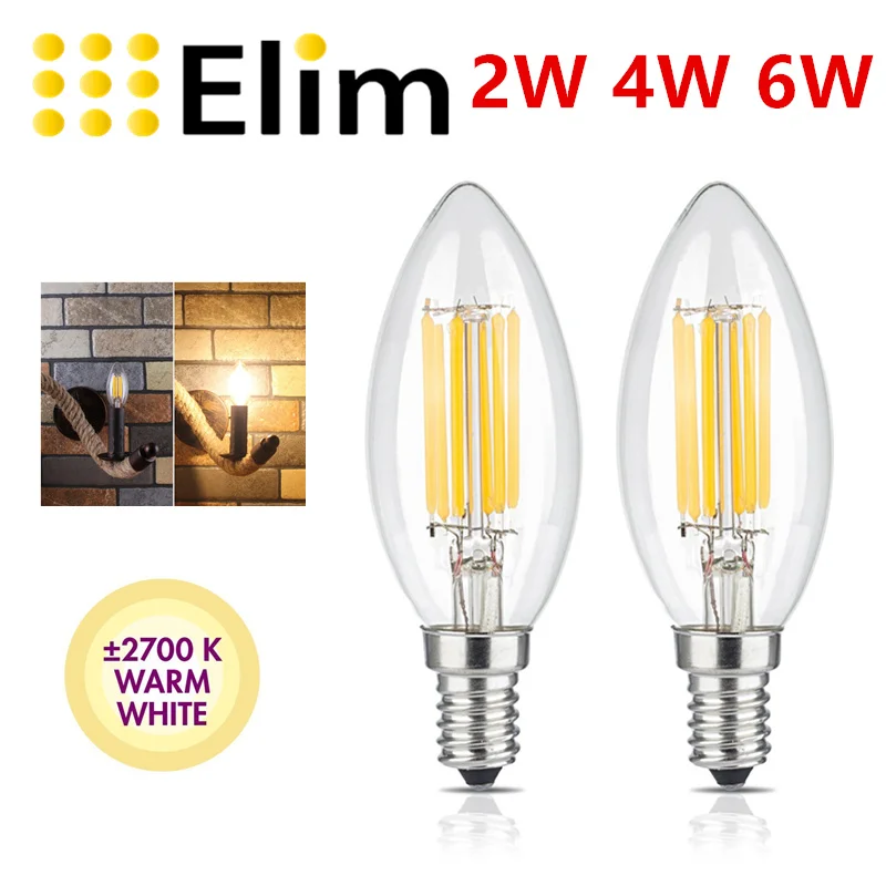 Doprava zadarmo E14 LED Žiarovky Sviečka Žiarovka svetla 2W 4W 6W 360 Stupeň sviečkach 440lm teplá/studená biela lampa pre vnútorné AC 220V
