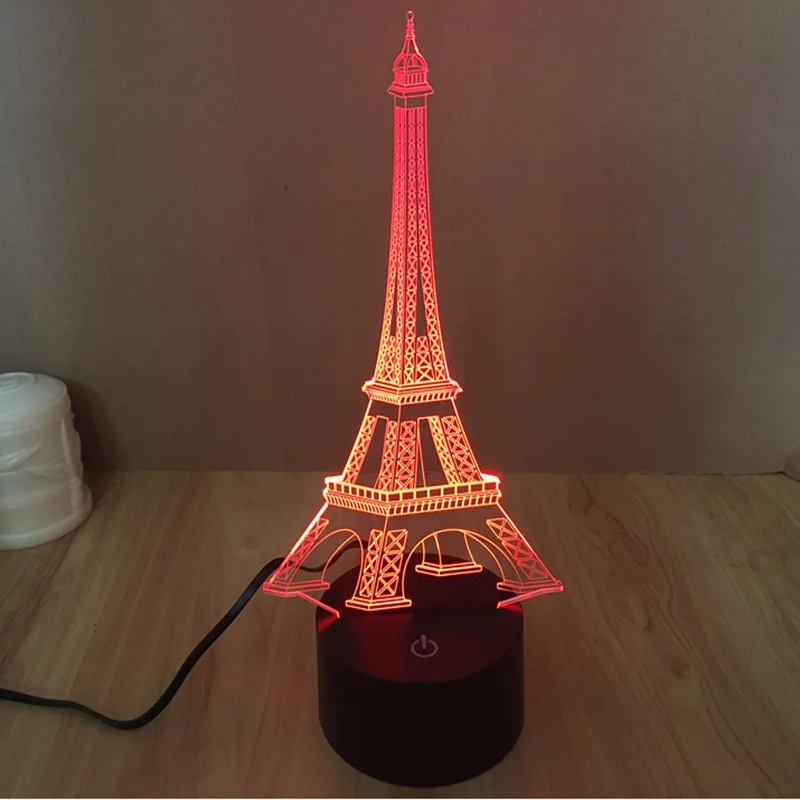 Doprava zadarmo fantastický dizajn, 3D eiffelova Veža tvar tvorivé nočné Svetlo lampy Atmosféru, Emócie Svetlo ako Domáce Dekorácie