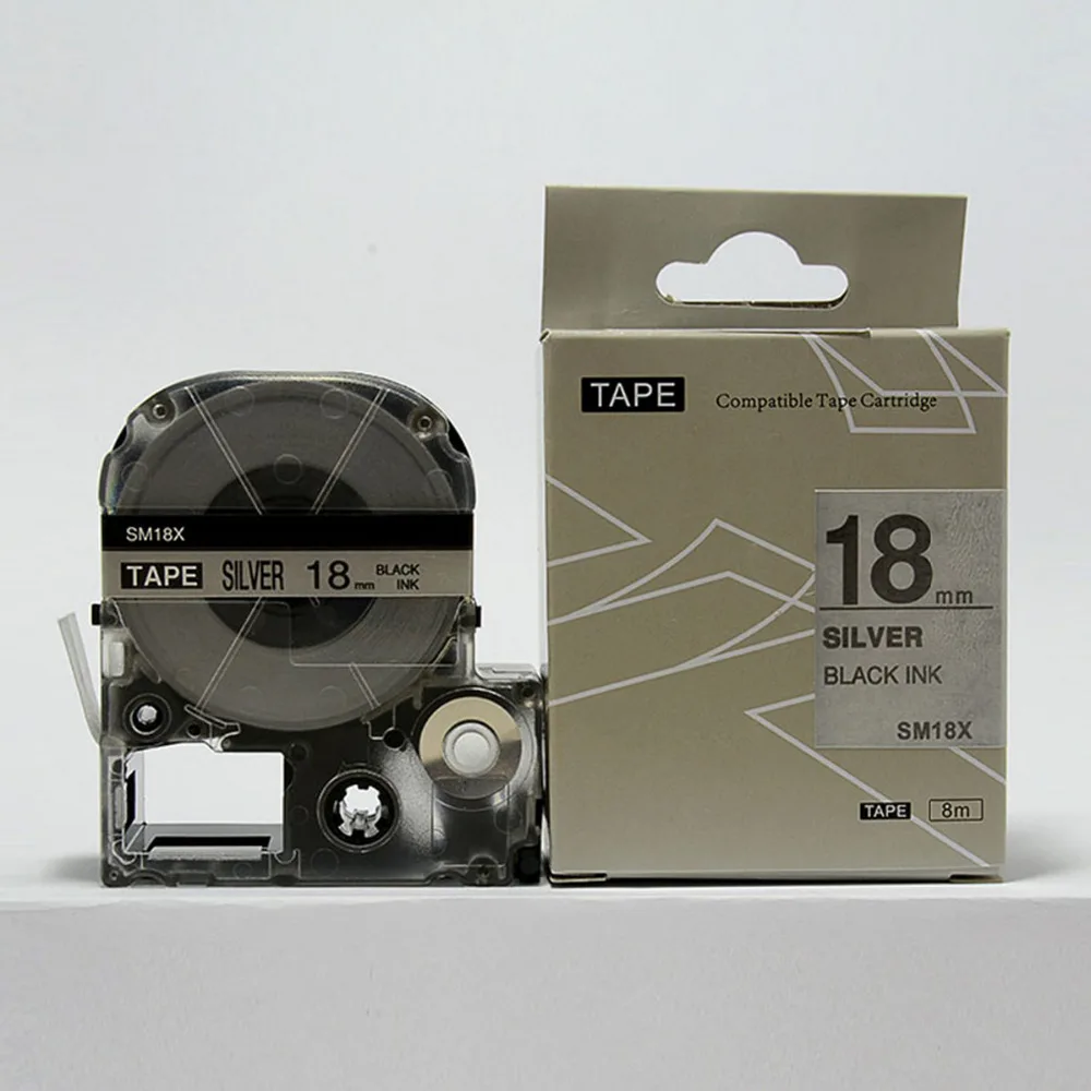Doprava zdarma 3 ks/veľa čiernej matnej striebornej SM18XC 18 mm označenie páskou KINGJIM LC pásky kazety pre Tepra Labelworks tlačiareň