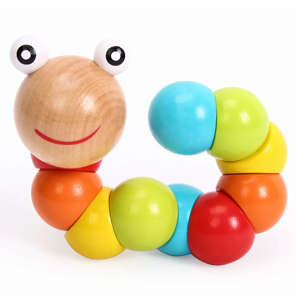 Drevené Caterpillar Hračka Baby Puzzle Magické Hmyzu Dieťa Rôznych Twist-farebné Hračky Vzdelávacie Deti DIY Farebné Deformácii Dieťa Dary