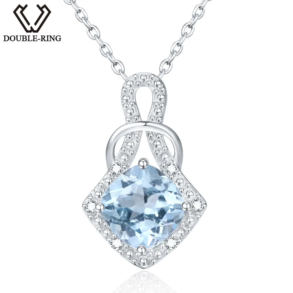 DVAKRÁT R 2.4 ct Prírodného kameňa Blue Topaz Prívesky mincový striebro-šperky Reálne 925 Sterling Silver Náhrdelníky & Prívesky pre Ženy