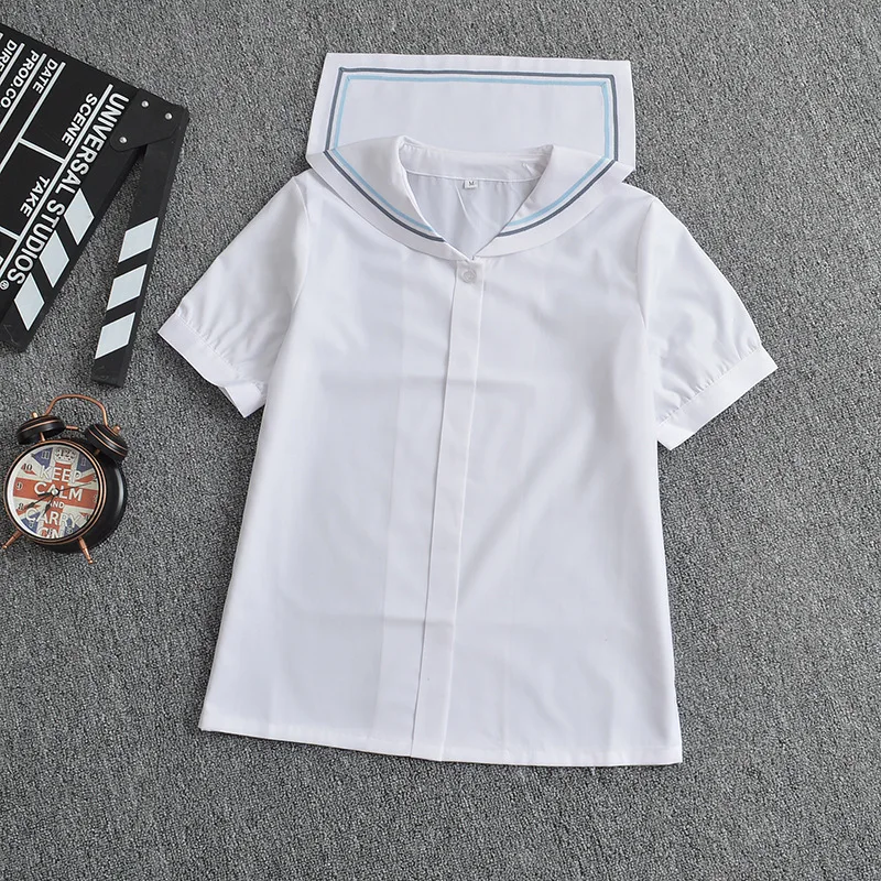 Dve rôzne farebné linky Béžová & white námorník golier, krátky rukáv tričko bežné JK Topy