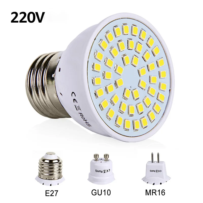 E27 LED Žiarovka GU10 LED Žiarovka 220V SMD 2835 MR16 Pozornosti 48 60 80LEDs Teplá Biela Studená Biela Svetlá pre Domáce Dekorácie LED Svetla