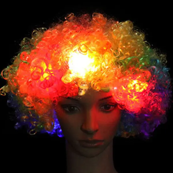 Efektné LED Svetlo Kučeravé Vlasy, Parochne Halloween Kostým Party Dodávky Nových Cosplay Unisex Klaun Maska Zábavné Hračky 88 M09