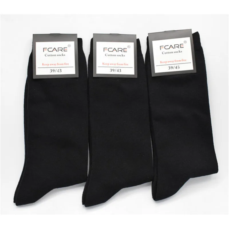 Fcare 10PCS=5 párov 39, 40, 41, 42, 43 dlhé nohy business ponožky calcetines mužov bavlnené šaty svadobné čierne ponožky calcetas hombre