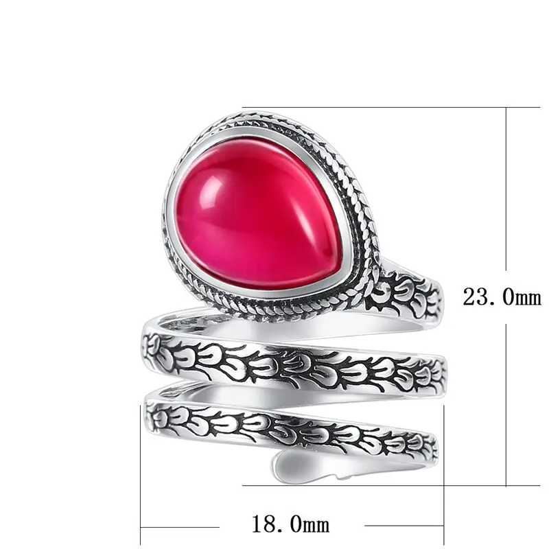 GAGAFEEL 925 Sterling Silver Krúžky Prírodné Oválne Červený Korund Snubné Prstene Otvorenie Prstene pre Ženy Módne Šperky Darček Dropship