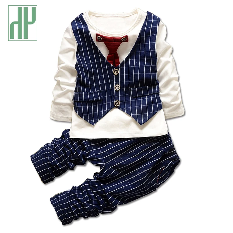 HH 1-3 rokov Chlapci oblečenie móda batoľa dievča oblečenie set sa pán vyhovuje Kravata stripe tričko+nohavice formálne deti, oblečenie pre chlapcov