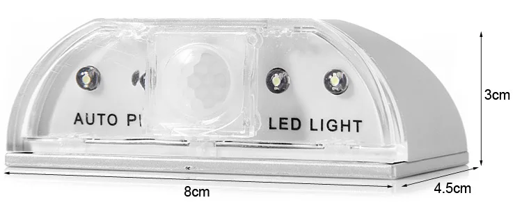 Hot Predaj senzor Pohybu svetelný Super White IR Detektor Auto PIR Lampy, Dvere Otvor Schodište 4 Led