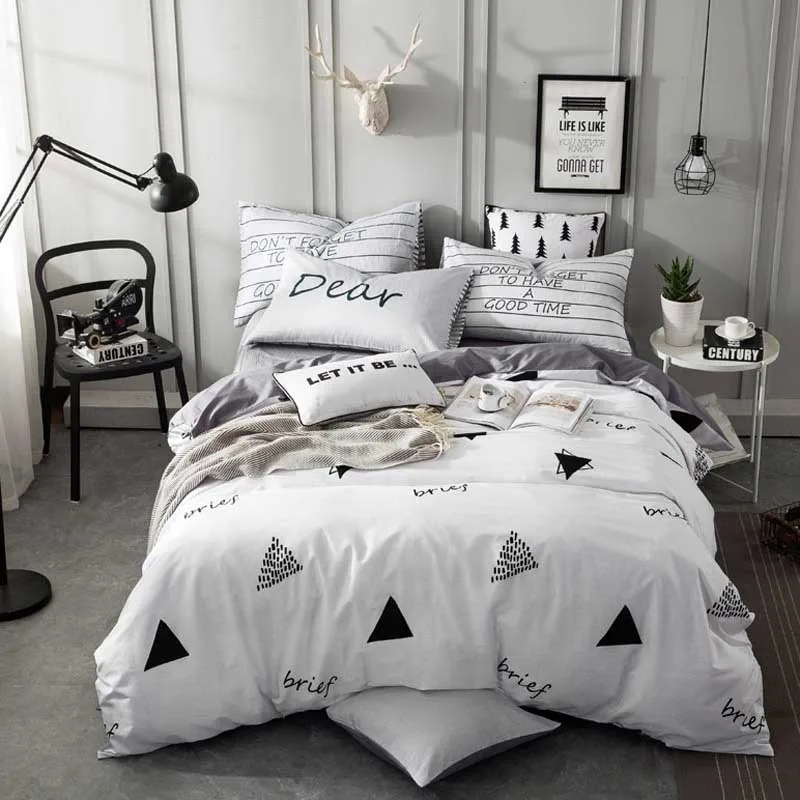 Jednoduché mreže Perinu nastaviť zimnú prikrývku kryt bedsheet obliečka na Vankúš posteľná bielizeň sady Kráľovná King size Bedlinen