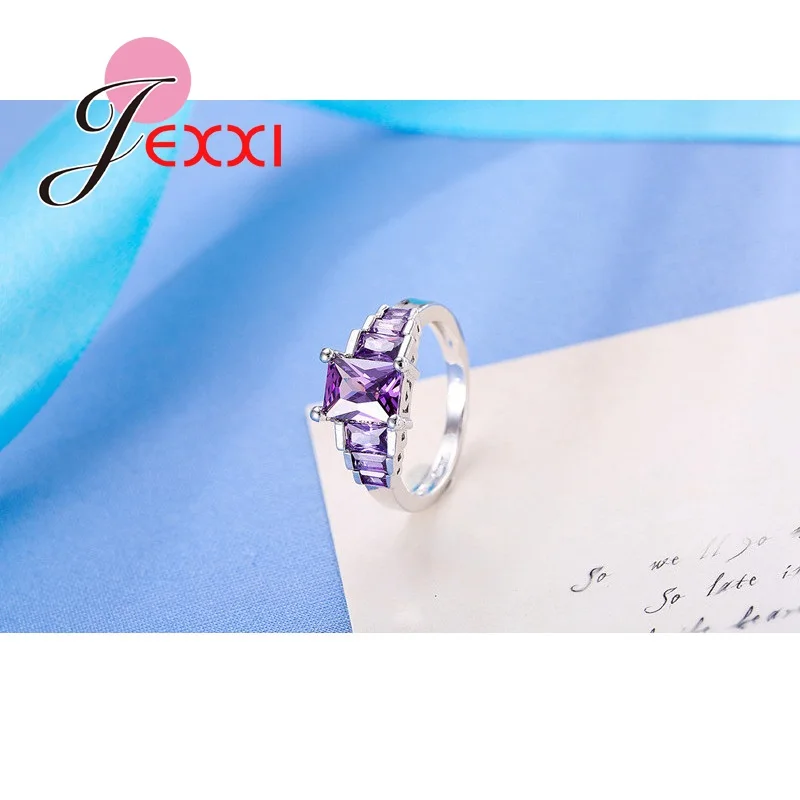 JEXXI New Horúce Predaj Kvalitné Módne Svadobné Zapojenie Svadobné Šperky Rakúskeho Kryštálu Žena 925 Sterling Silver Krúžky