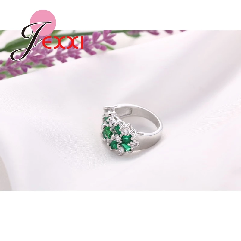 JEXXI Trendy Pásma Šperky Dizajn Značky Bijoux Farebnými Zirkónmi Ženy Krúžky 925 Sterling Silver Zásnubný Prsteň