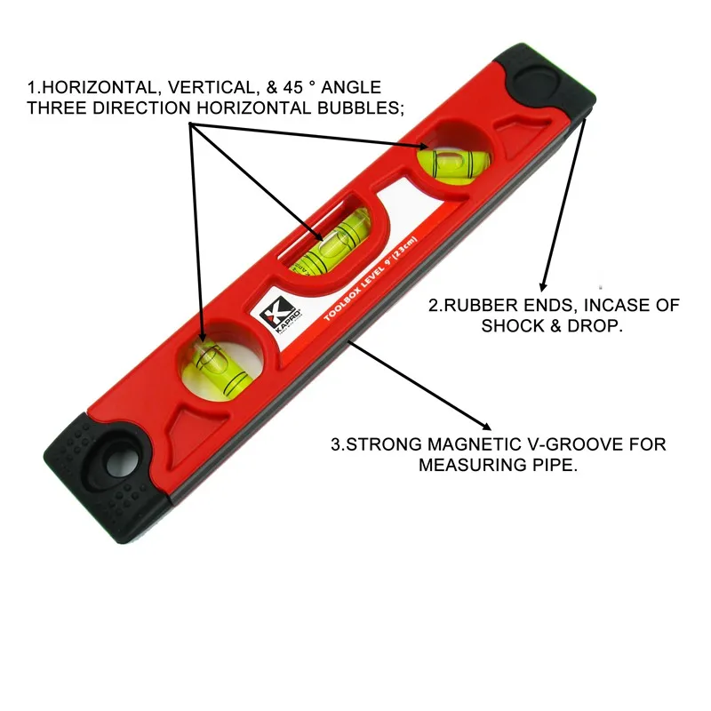 KAPRO Toolbox Magnetické Torpédo pravítko Micro-presné Mini prenosné úroveň ukazovateľ úrovne hladiny