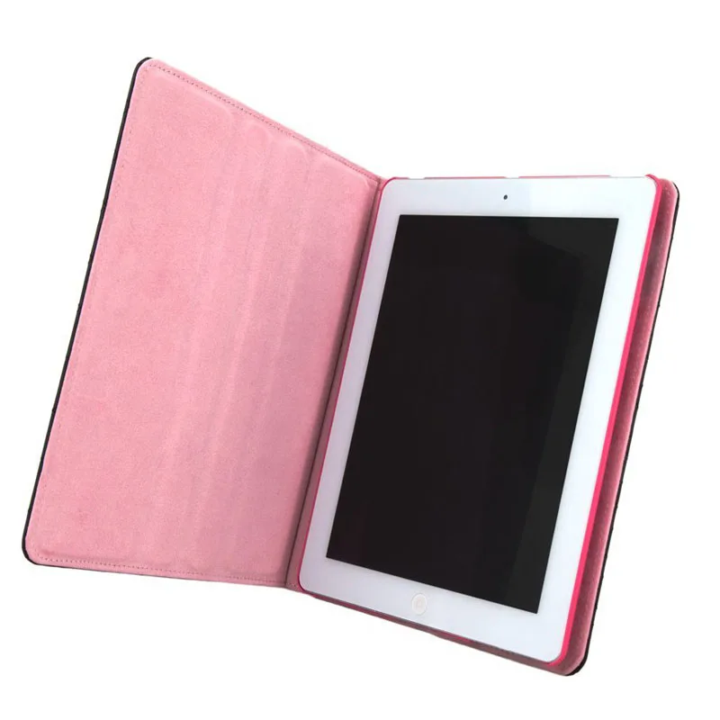 Kniha Štýl Stand PU Kožené puzdro pre iPad 2 3 4 Farebné Šikovný Tablet Kryt Auto Spánku Dizajn Black Pink Rose