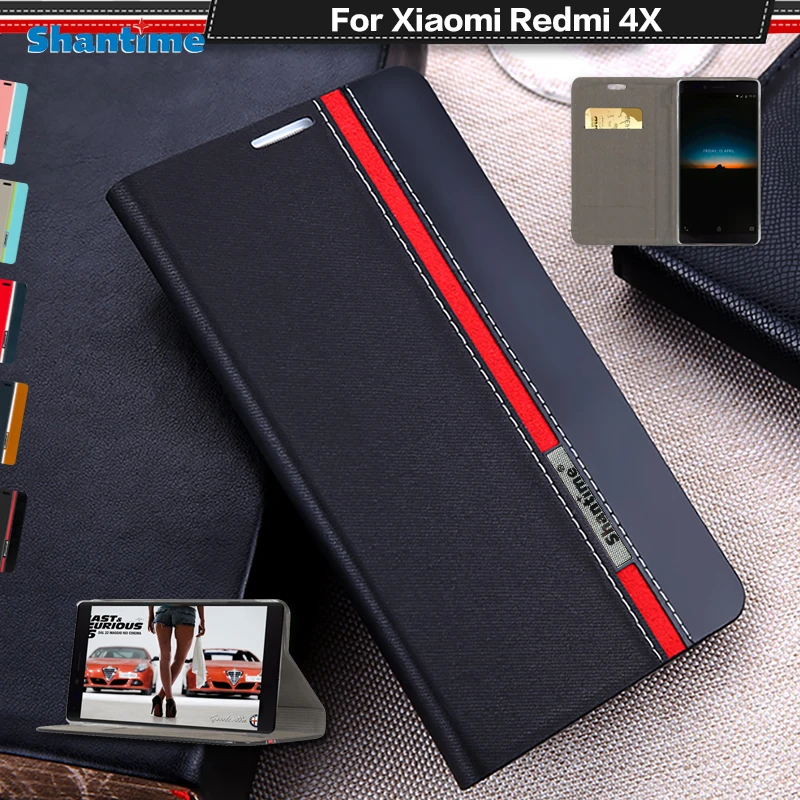 Knihy Prípade Pre Xiao Redmi 4X Luxusné PU Kožené Peňaženky Flip Cover Pre Xiao Redmi 4X Silikónové Mäkké Zadný Kryt