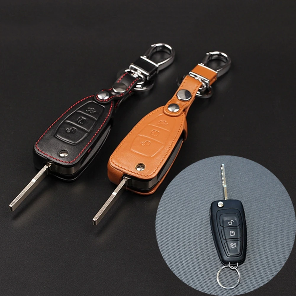 Kožené tlačidlo prípade pre Ford krúžok na ochranu životného prostredia rukáv 2 zamerať 3 Mondeo Ecosport Kuga3 tlačidlo skladací kľúč, kryt