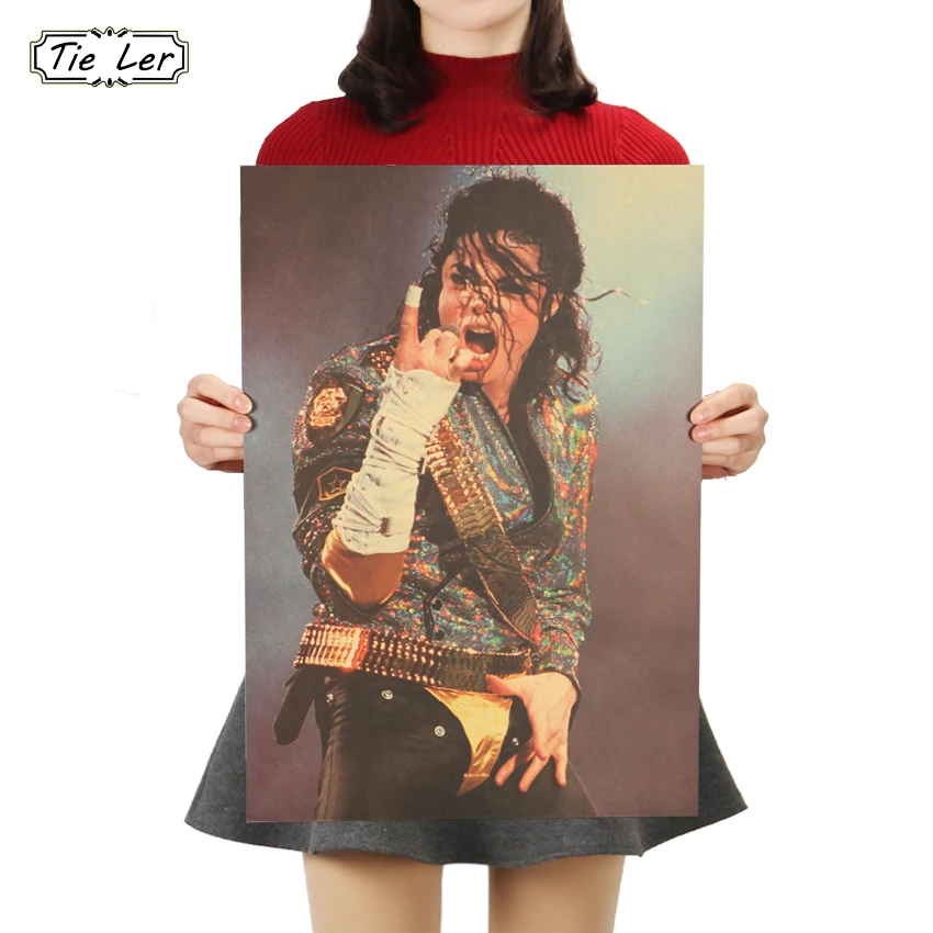 KRAVATU LÁTOR Slávne Hviezdy Michael Jackson Plagát Domova Maľovanie Klasické Nostalgia Kraft Papier, Nálepky na Stenu 51.5X36cm