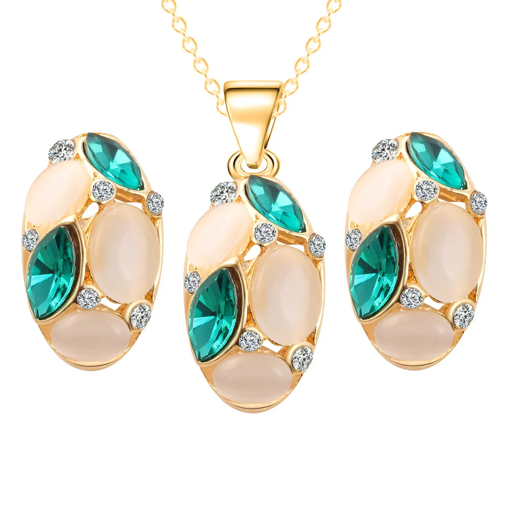 Krásne Opálové Šperky Sady Kôň Oko Prívesok, Náušnice, Náhrdelník Nastaviť Zlatá Farba s Dlhým Reťazcom Afriky Dubaj Šperky Sady pre Ženy