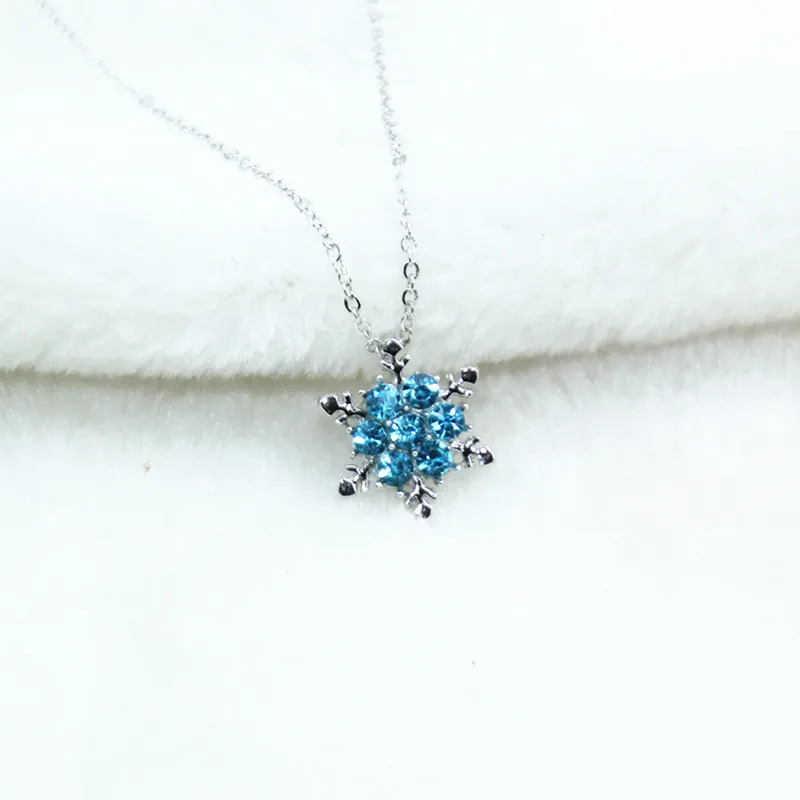 Kúzlo Vintage lady Blue Crystal Snowflake Zirkón Kvet Krátke Náhrdelníky & Prívesky, Šperky pre Ženy Bijoux V Ruke x24