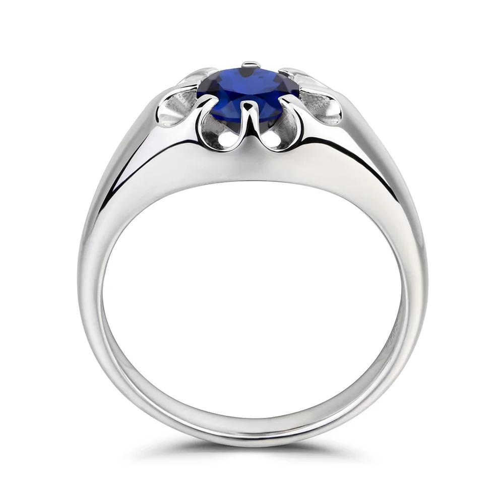 Leige Šperky Solitaire Krúžok Promise Ring Lab Sapphire Krúžok Okrúhly Rez Modrý Drahokam Septembra Birthstone 925 Sterling Silver