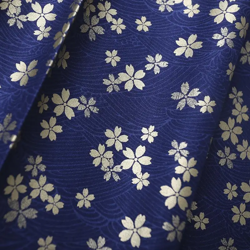 LEO&LIN Bronzový Tmavo Modré Vlny Čerešňové Kvety Kvety Tlač Japonský Kimonos Retro Patchwork Bavlnená Tkanina Šitie tissu 50 cm