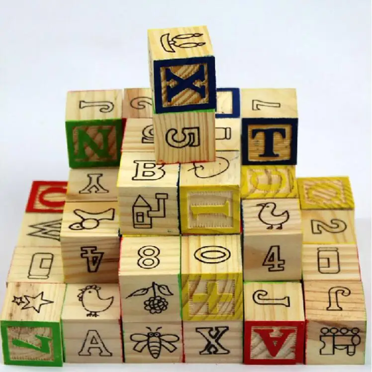 List ABC dreva blok Deti vzdelávacie rozvoj budovy hračka drevené bloky darček Montessori Materiál