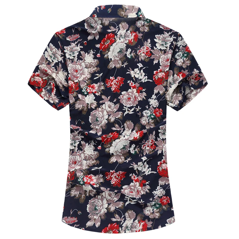 LONMMY M-6XL Mens kvetované košele Čipky Krátky rukáv Mužov šaty, tričko slim fit Camisa Hodváb bavlnené tričko mužov kvet Nové 2018 Lete