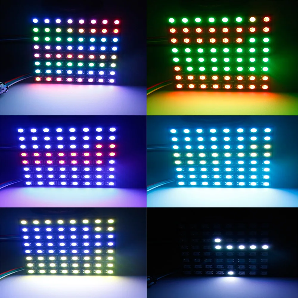 Matrix 8*8 Pixel 64 Pixelov WS2812B WS2812 Digitálne Flexibilné LED Panel Individuálne Adresovateľné 5050 RGB Full Farebný Sen DC5V