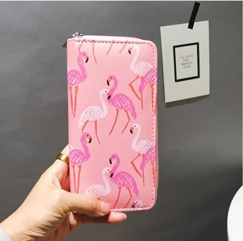 Meloke 2018 vysoko kvalitné ženy kožené spojka peňaženky značky tlač flamingo kabelku 12 štýlov na výber držiteľa karty MN169