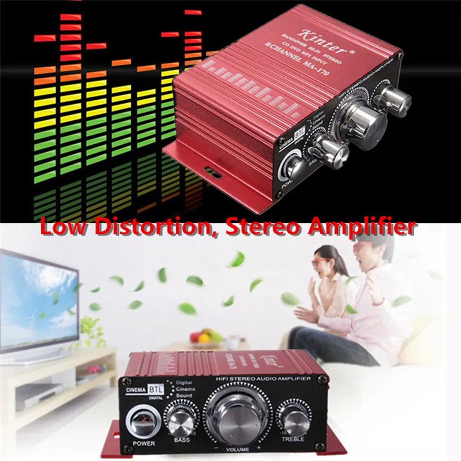 Mini 2 Hi-Fi Stereo Zosilňovač, Booster Bass Reproduktor, Podpora DVD CD MP3 Vstup pre Auta, Motocykla Domov