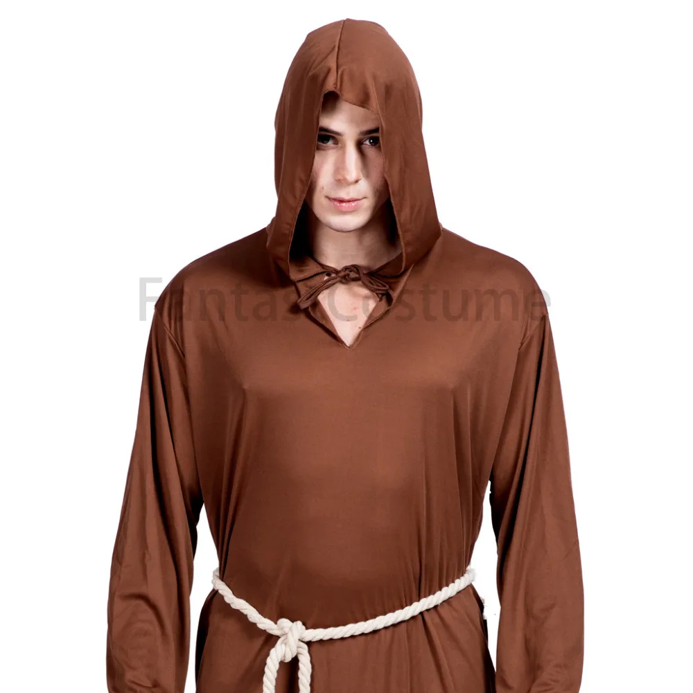 Mních S Kapucňou Kostým Jedi Master Bojovník Obi-Wan Kenobi Plášť Plášť Cape Stredoveké Renesančné Kňaz Cosplay Kostým Tunika Oblek