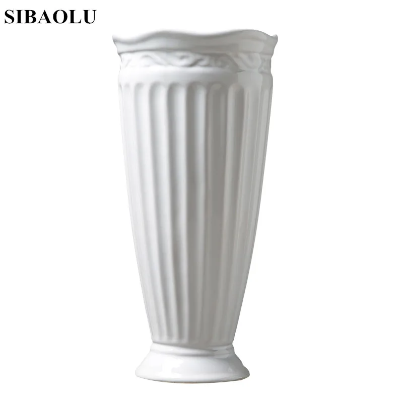 Moderné Módne Biele Keramické Kvetinové Vázy Domáce Dekorácie Stola Váza Európe Štýl biele Keramické Vázy Svadobné Deco Cramic Váza