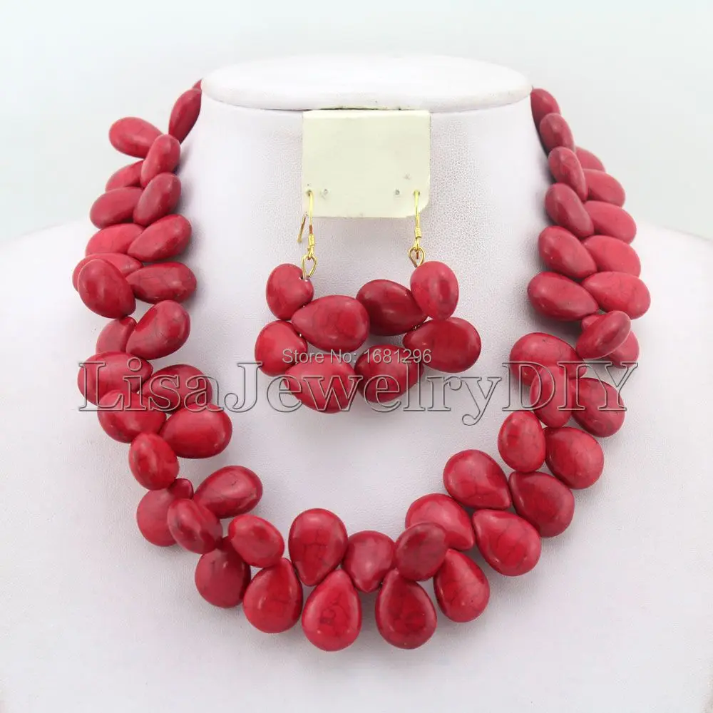 Móda Afriky Korálky Šperky Sady Nigérijský Svadobné svadobné náhrdelník set pre ženy, red hot predaj HD1583