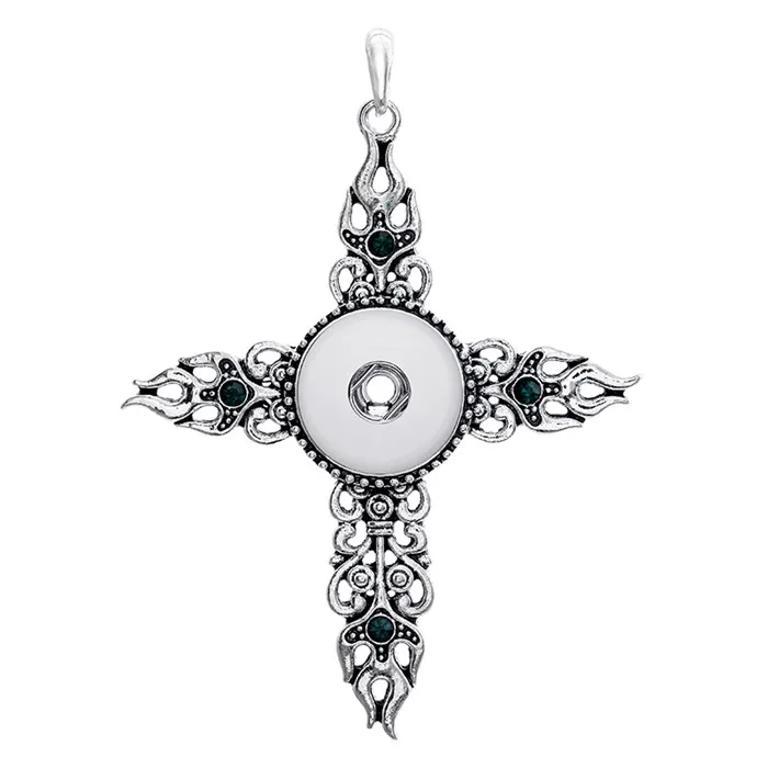 Móda XL0086 Krásy Očarujúce Drahokamu Kríž vzor očarujúce snap prívesok náhrdelník fit 18 MM očarujúce modul tlačidiel