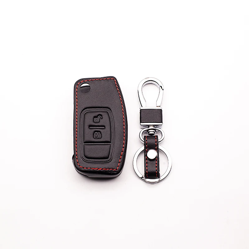 Najnovšie kožené tlačidlo prípade kryt Klávesnice pre Ford Fiesta Zamerať 2 Mondeo Ecosport Kuga Escape 2 tlačidlá Skladací kľúč Auto peňaženky
