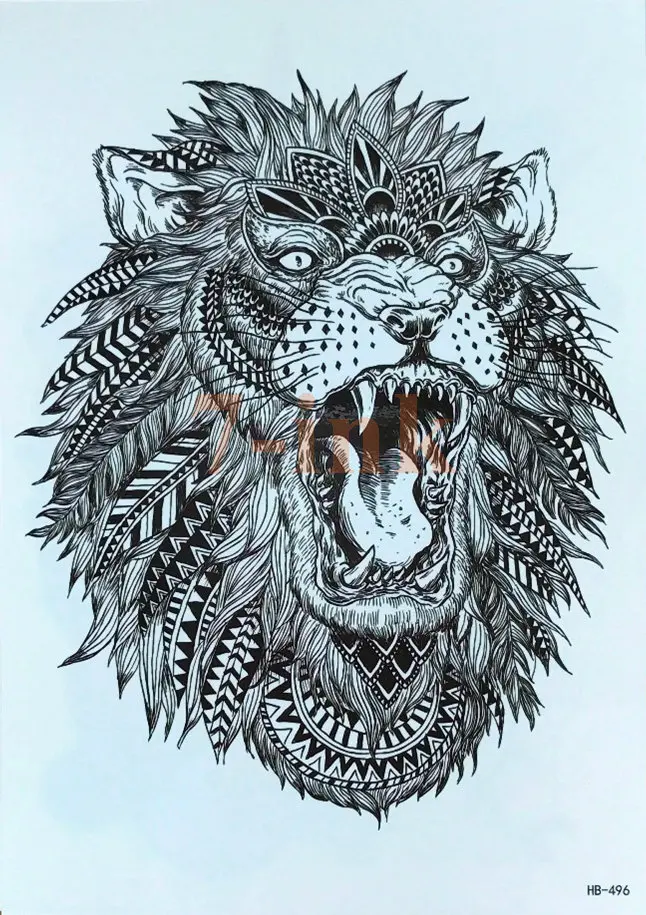 Nepremokavé Dočasné Tetovanie veľké veľkosti náčrt lev na body art vody Prenos Falošné Tetovanie Flash tatto pre ženy muži