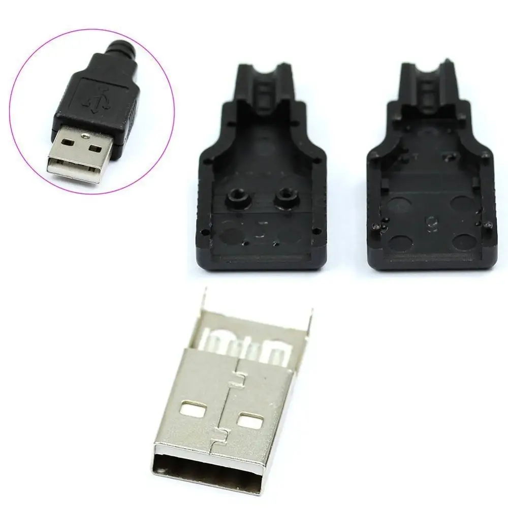 Nové 10pcs Zadajte Male USB 4 Pin Konektor Zásuvka Konektor S Čiernym Plastovým Krytom