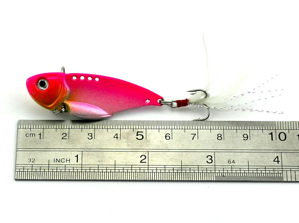 Nové 1pcs Kovové Vibrácií Návnadu 5,5 cm 11 g Pevný VIB Rybárske Lure Sea Fishing Lure Squid Prípravok Ostnatým Háčiky Pesca Rybárske Wobblers