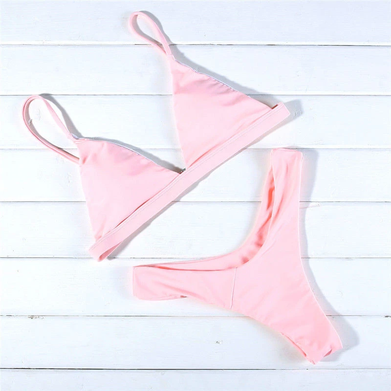 Nové 2018 Sexy Bikiny Žien Bikini Set Červené, Žlté, Ružové Plavky Maillot De Bain Plavky Trojuholník Plavky Plážové Oblečenie Biquni