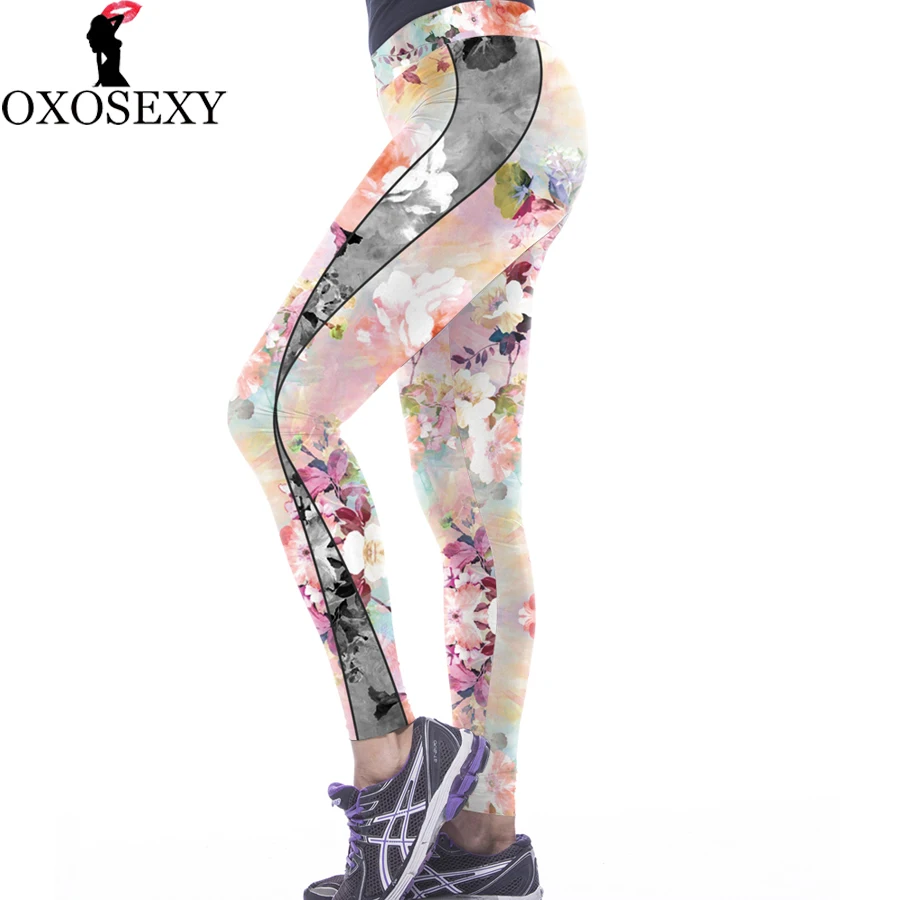 Nové Jesenné Zimné Fitness Leginy Pivónia olejomaľba Umenie Leggins Ženy Legíny Digitálne Tlačené Legíny ženy nohavice Lycra 190