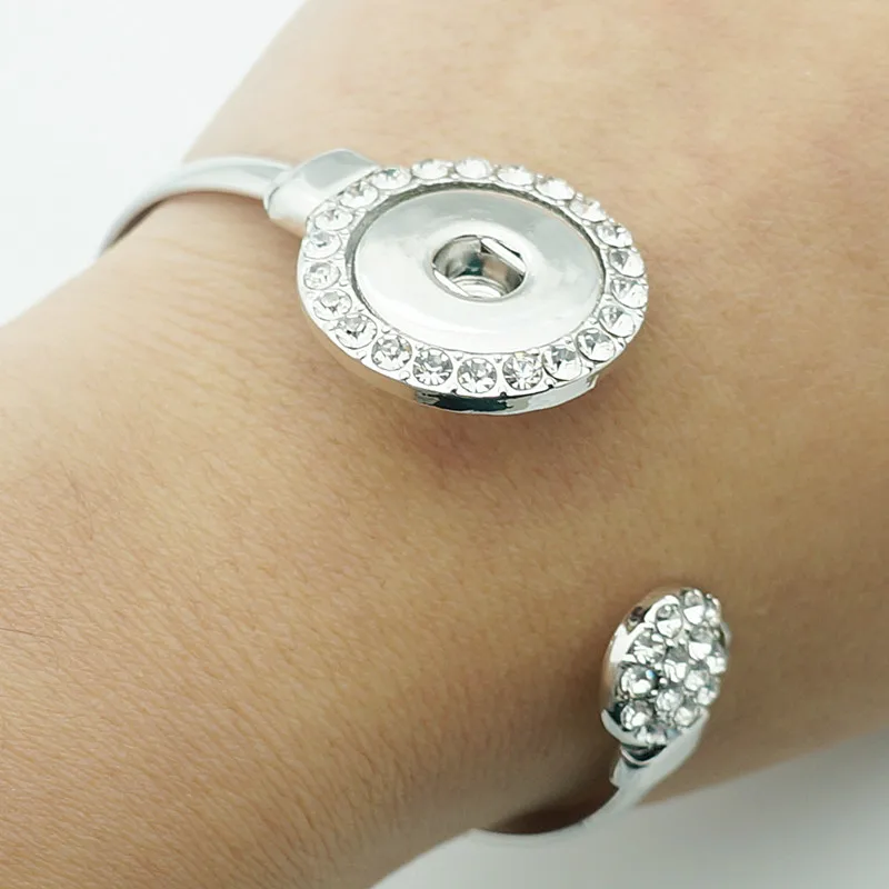 Nové Módy, Krásy Drahokamu Crystal Kov kúzlo snap Šperky Náramok fit 18 MM modul tlačidiel šperky SG0212