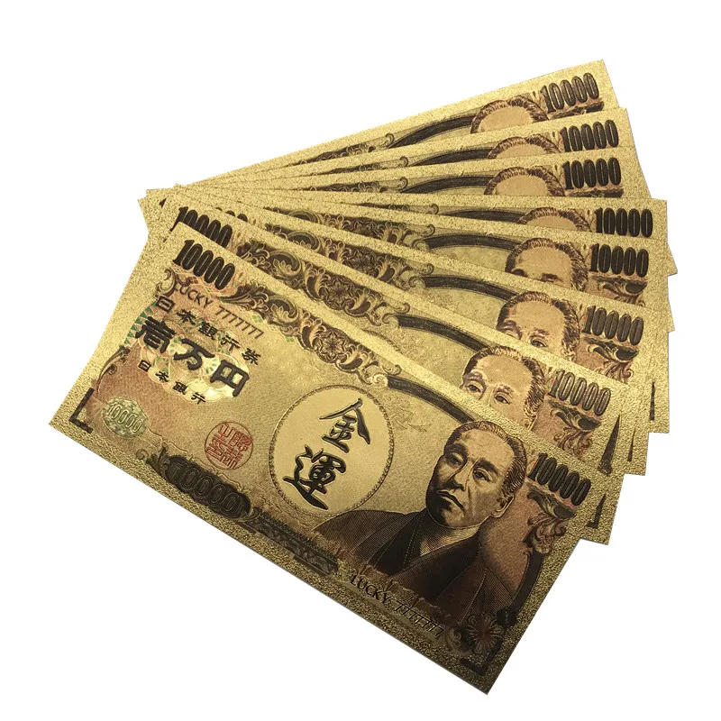 Nové Produkty 10Pcs/Veľa Šťastie 77777 Farba Japonsko Zlato, Bankovky 10000 Jen Bankoviek v 99.9% Pozlátené Falošné Peniaze Na Zbierku